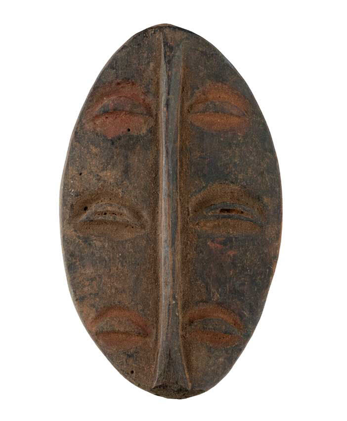 Masque passeport africain – Masquette en bois et pigments 14,5 cm