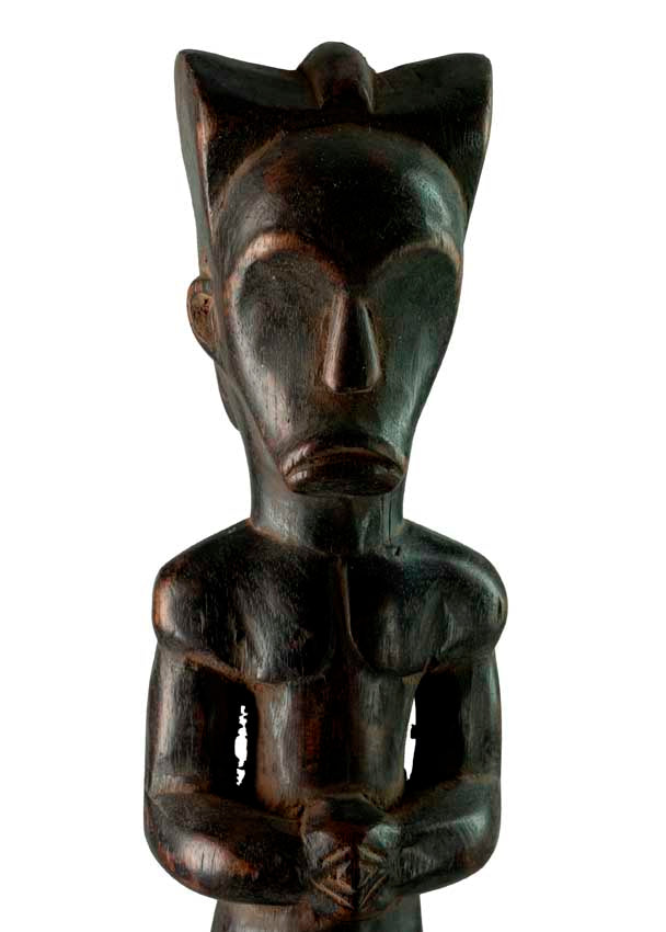 Statuette reliquaire Fang – Gardien africain en bois du Gabon
