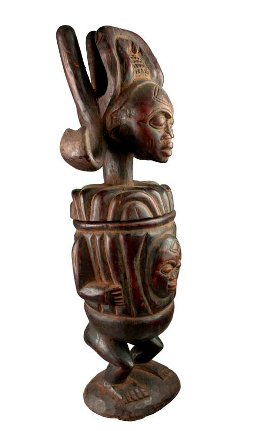 Statue africaine Tshokwe – Pot à onguent, RDC