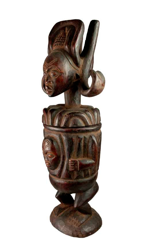 Statue africaine Tshokwe – Pot à onguent, RDC