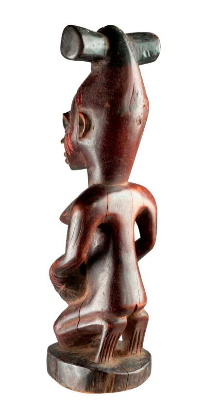 Porteuse de coupe Yoruba – Statue africaine en bois 30 cm