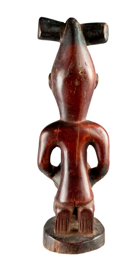 Porteuse de coupe Yoruba – Statue africaine en bois 30 cm