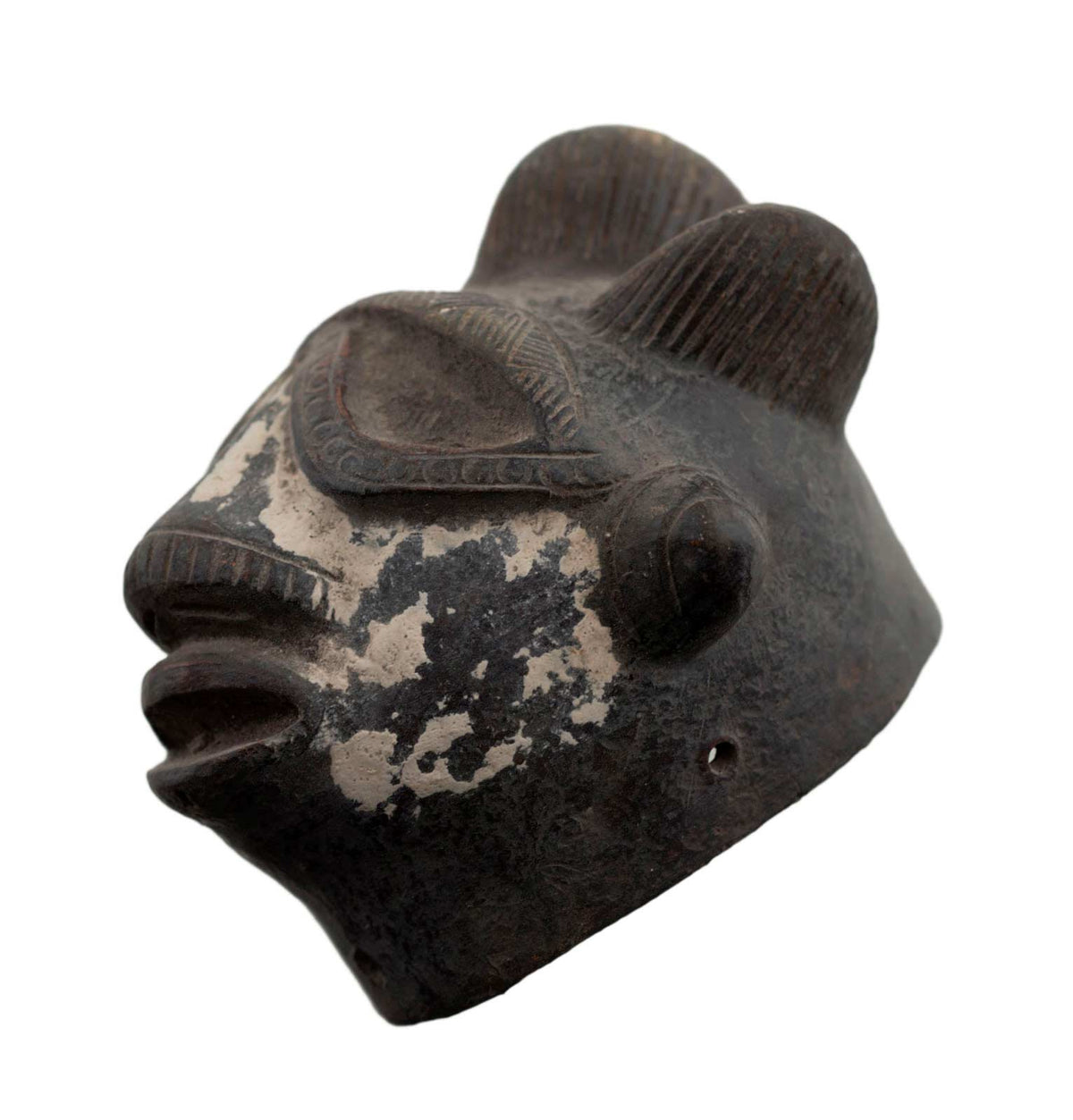 Masquette africaine votive Ibibio en terre cuite – masque passeport divinatoire