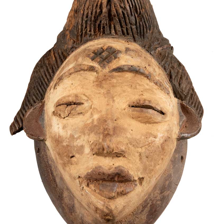 Masque Punu africain en bois – 35 cm