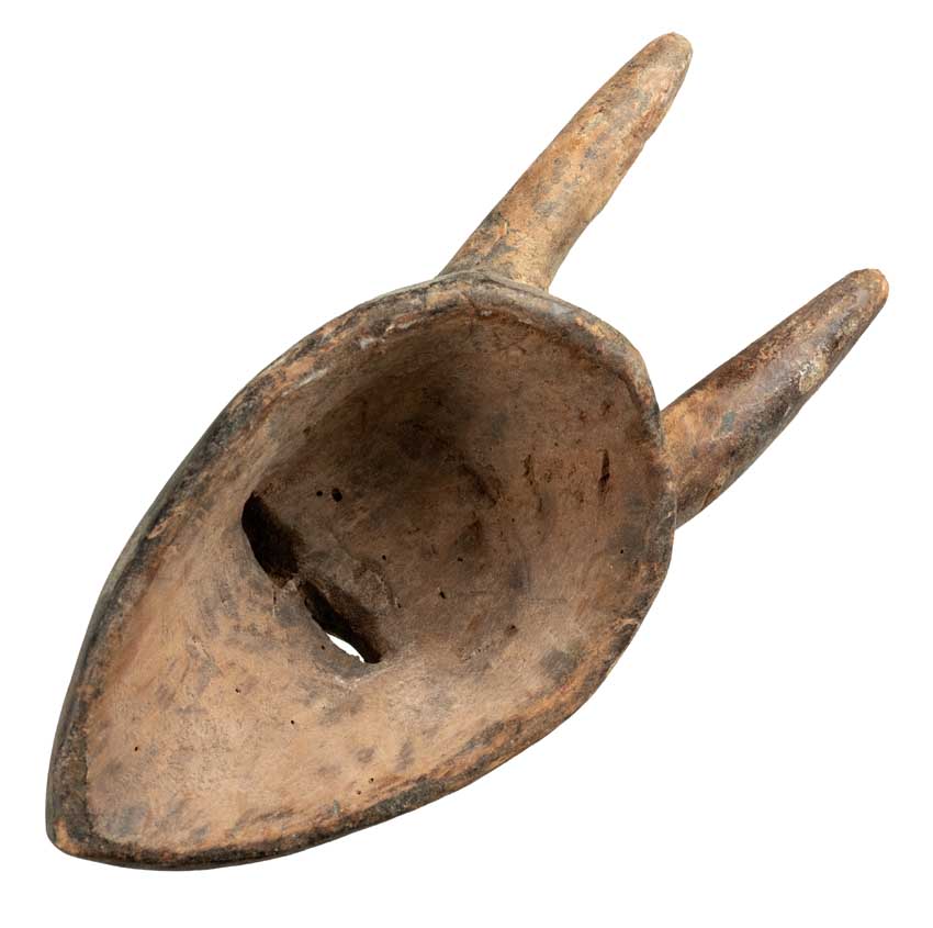 Masque passeport Kwele à cornes – Masquette africaine en bois 20,5 cm