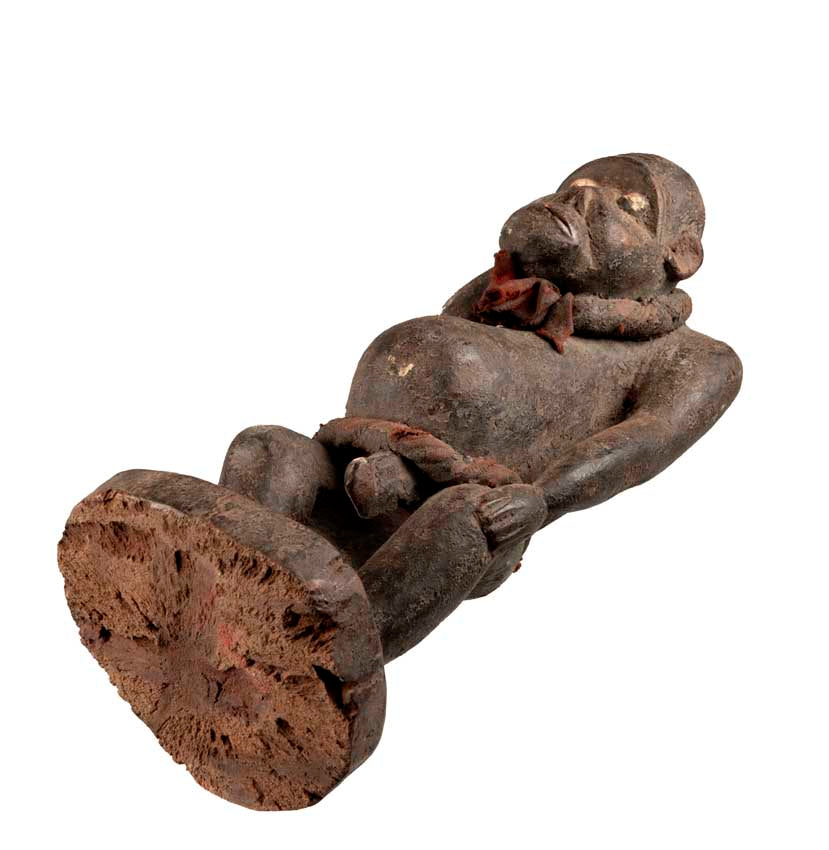 Statuette Bulu africaine en bois – Figure anthropomorphe à cavité ventrale
