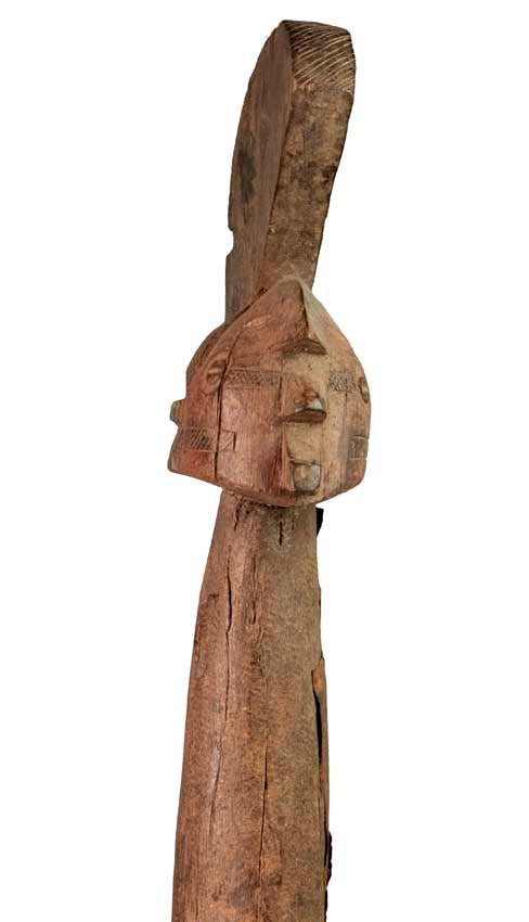 Statue africaine Eke – Poteau reliquaire en bois et métal 61 cm