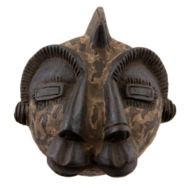 Masque passeport africain Janus en terre cuite – pièce unique