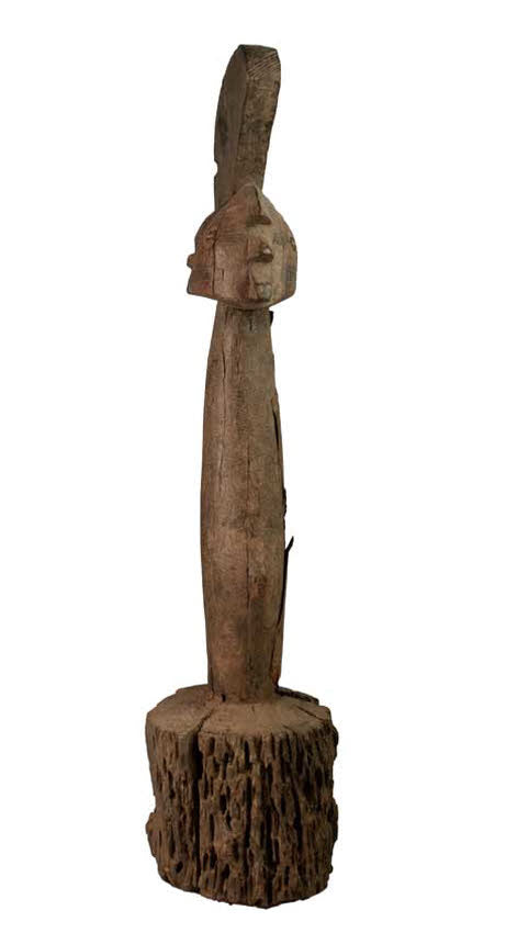 Statue africaine Eke – Poteau reliquaire en bois et métal 61 cm