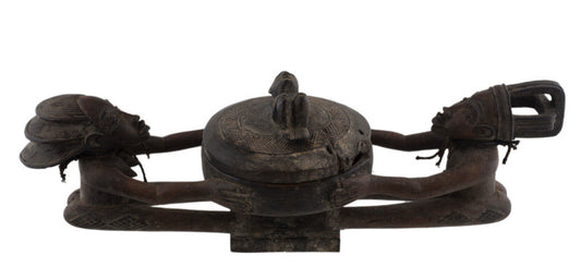 Coupe d'offrande cérémonielle Yoruba – Statue africaine en bois 66 cm