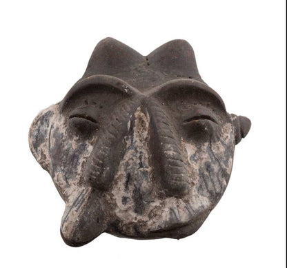 Masquette africaine votive Janus ou jumeaux en terre cuite – masque passeport miniature