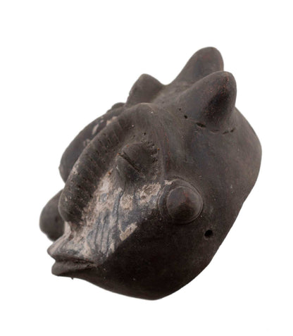 Masquette africaine votive Janus ou jumeaux en terre cuite – masque passeport miniature