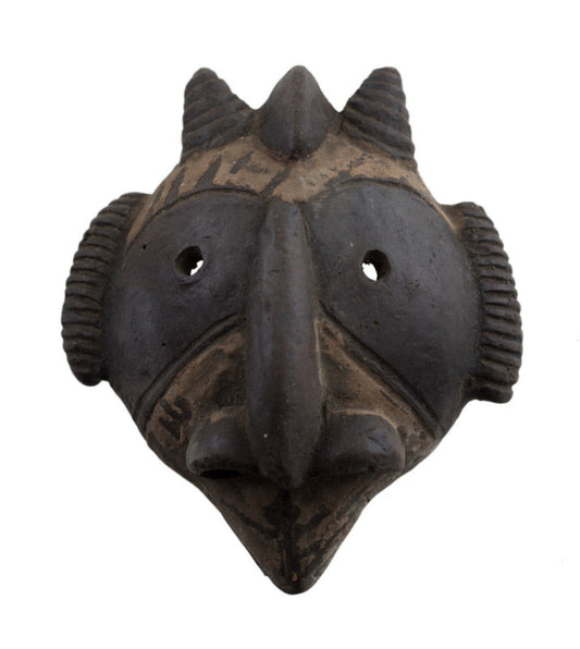 Masquette africaine votive Ogoni en terre cuite – masque passeport miniature