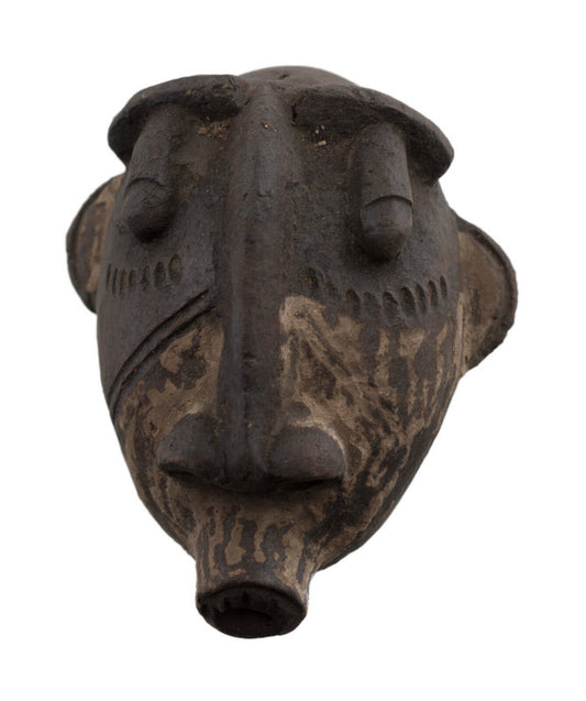 Masquette africaine votive Ibibio en terre cuite – masque passeport miniature