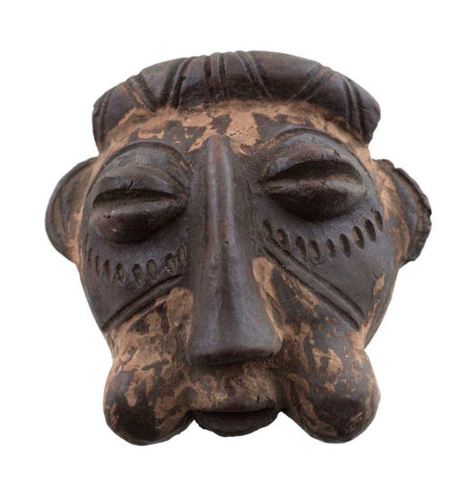 Masquette africaine votive Bamoun en terre cuite – masque passeport miniature