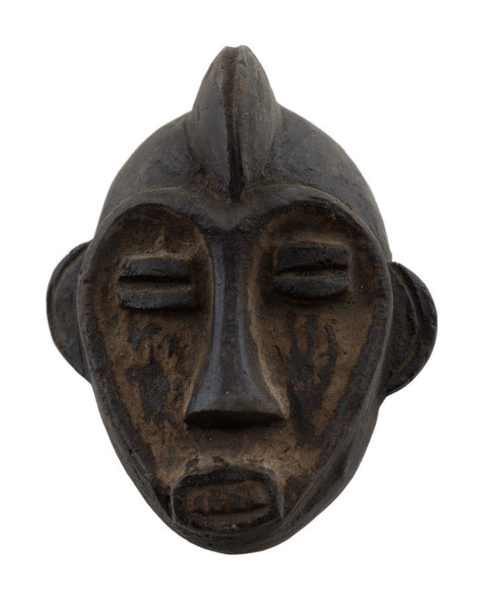 Masquette africaine votive Lega en terre cuite – masque passeport miniature