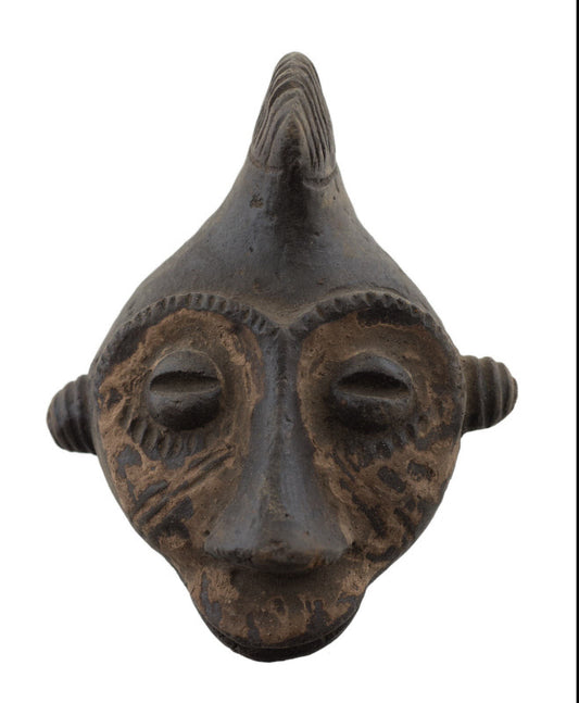 Masquette africaine votive Lega en terre cuite – masque passeport miniature