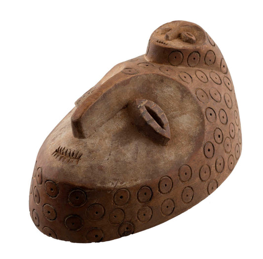 Masque africain Lukwakongo Lega – RDC, sculpture en bois et pigments