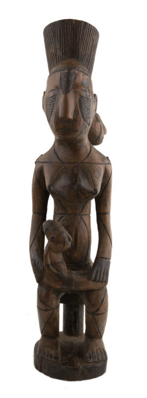 Ancienne statue Mangbetu – Maternité africaine, jumeaux