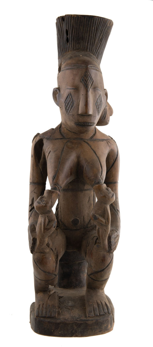 Ancienne statue Mangbetu – Maternité africaine, jumeaux