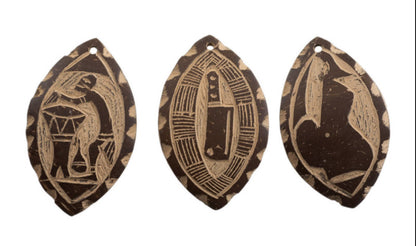 Lot de 3 jetons du jeu d’Abbia – Ewondo, Cameroun