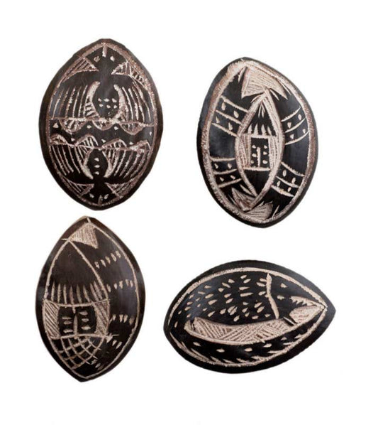 Lot de 4 jetons du jeu d’Abbia – Ewondo, Cameroun