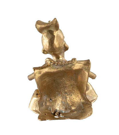 Statuette musicien joueur de calebasse en laiton – Côte d’Ivoire
