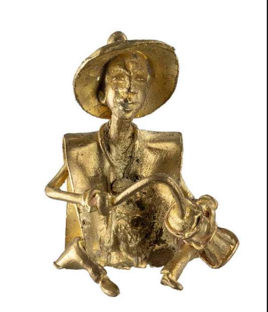 Statuette musicien joueur de Tama en laiton – Art africain