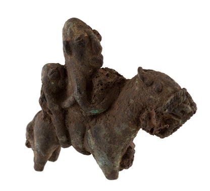 Ancienne figurine africaine cavalier Sao Bronze