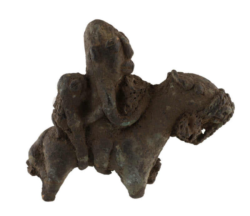 Ancienne figurine africaine cavalier Sao Bronze