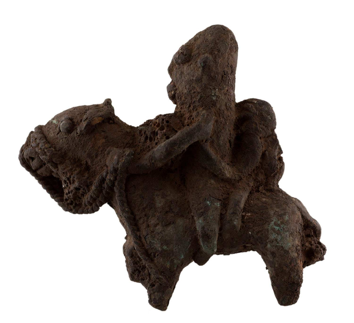 Ancienne figurine africaine cavalier Sao Bronze