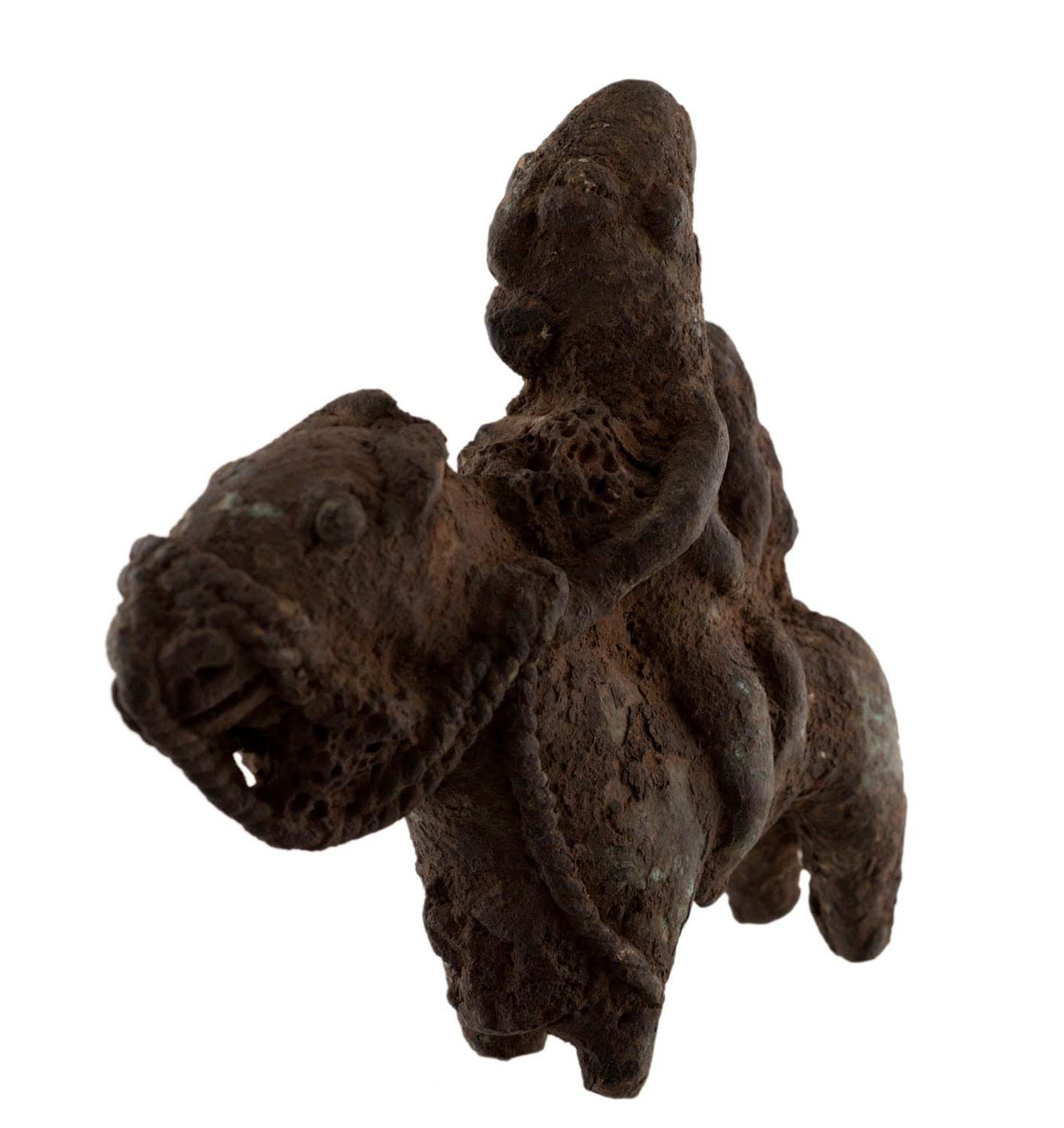 Ancienne figurine africaine cavalier Sao Bronze