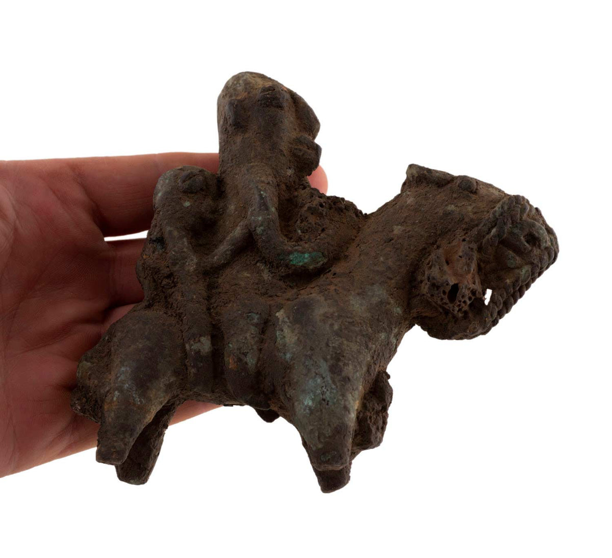 Ancienne figurine africaine cavalier Sao Bronze