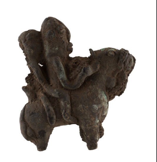 Ancienne figurine africaine duo de cavaliers en bronze