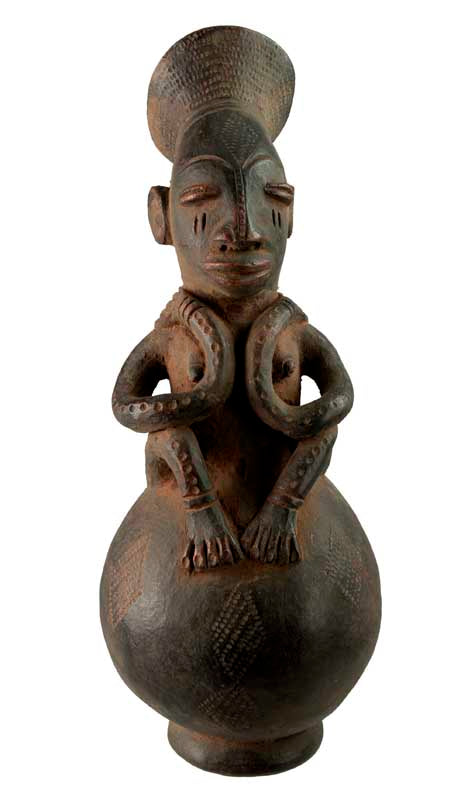 Jarre Mangbetu anthropomorphe en terre cuite
