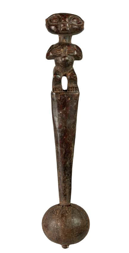 Hochet pygmée anthropomorphe en bois – Statue africaine du Cameroun