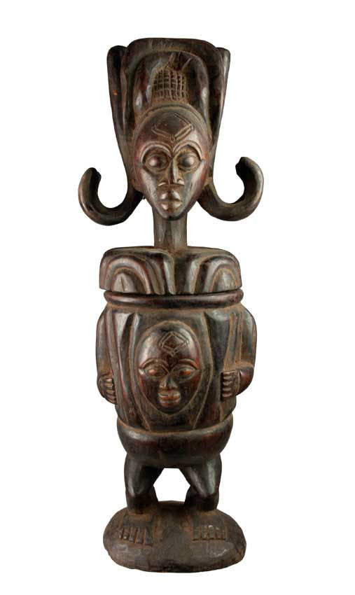 Statue africaine Tshokwe – Pot à onguent, RDC