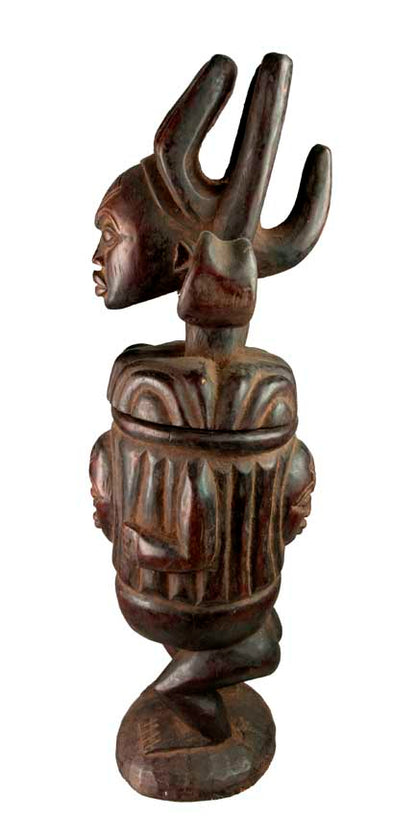 Statue africaine Tshokwe – Pot à onguent, RDC