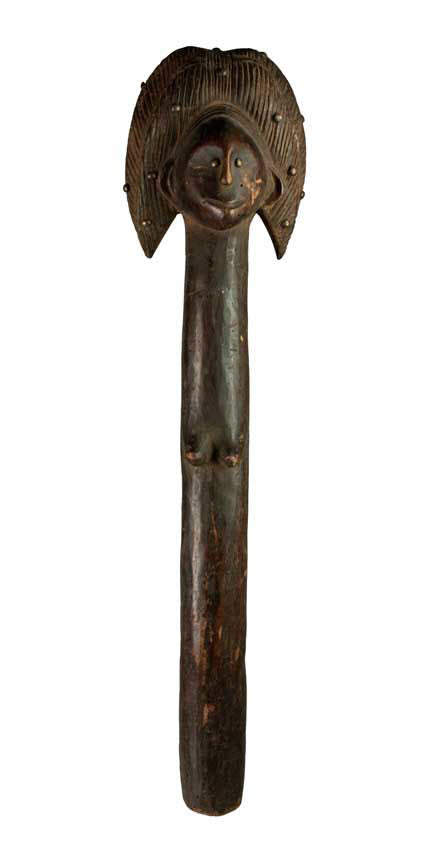 Sceptre Fang Byeri – Objet cérémoniel africain en bois du Gabon