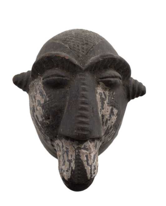 Masquette africaine votive animalière en terre cuite – masque passeport miniature