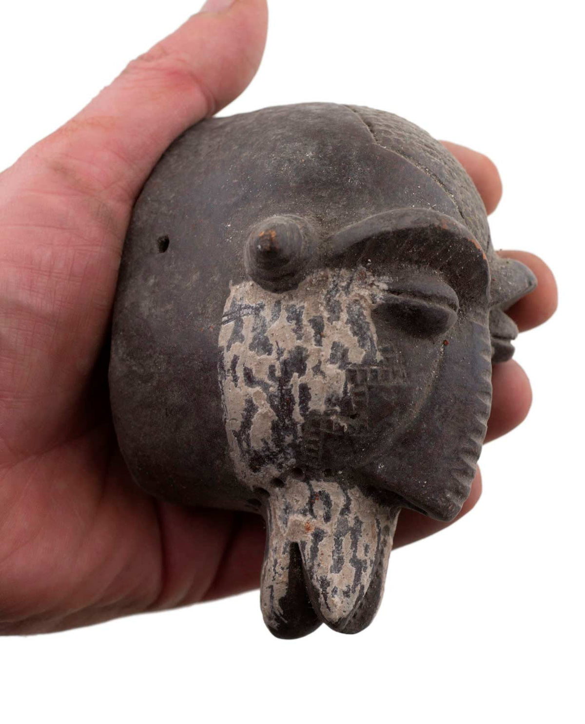 Masquette africaine votive animalière en terre cuite – masque passeport miniature