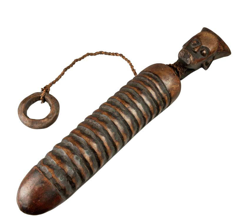 Guiro africain anthropomorphe en bois – Instrument de musique