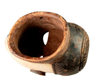 Masque Yombe Kongo polychrome en bois – 33 cm
