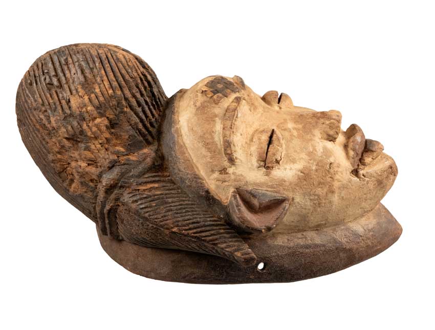 Masque Punu africain en bois – 35 cm