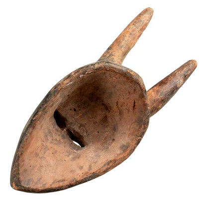 Masque passeport Kwele à cornes – Masquette africaine en bois 20,5 cm