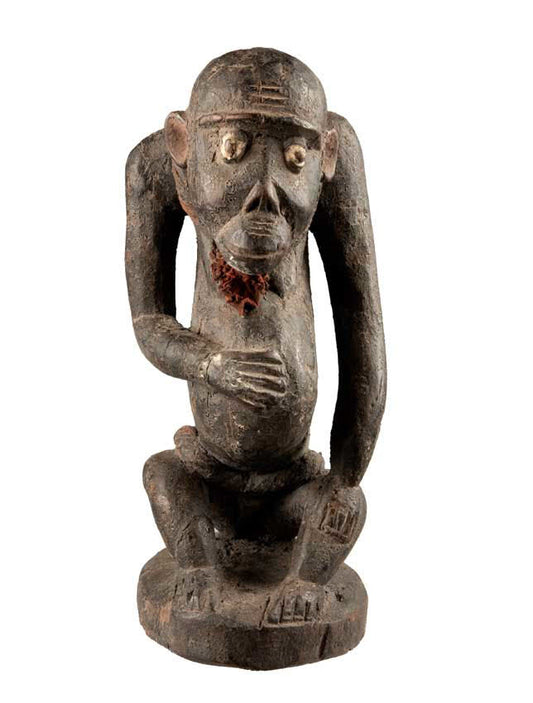 Statuette Bulu africaine en bois – Figure anthropomorphe à cavité ventrale