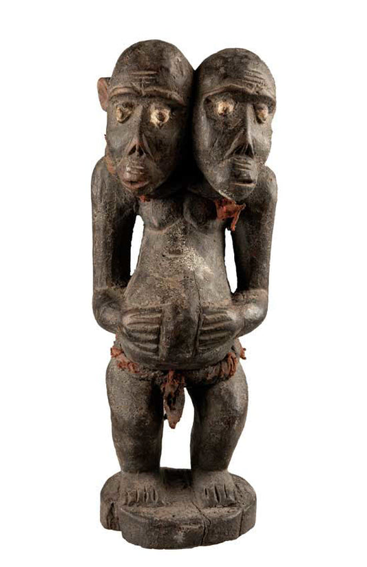 Statuette africaine Singe Bulu Janus – Figure siamoise en bois