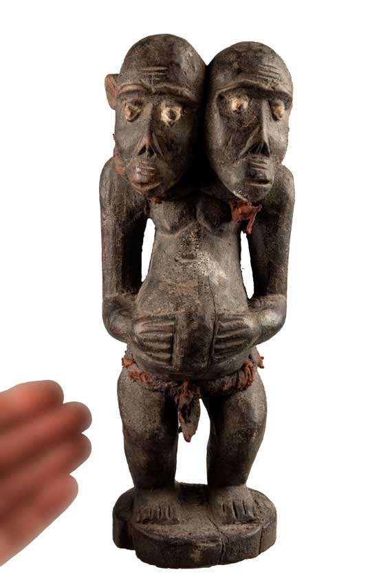Statuette africaine Singe Bulu Janus – Figure siamoise en bois