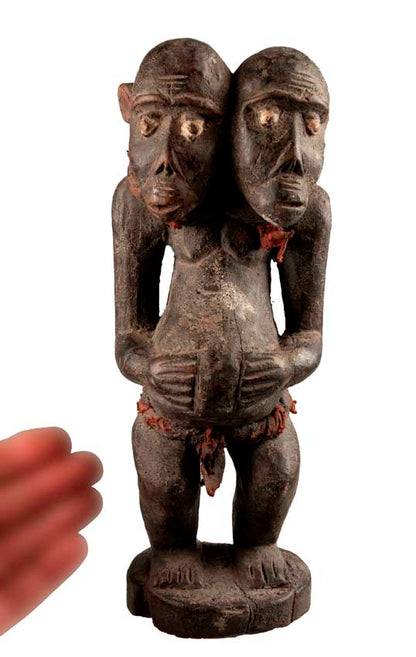 Statuette africaine Singe Bulu Janus – Figure siamoise en bois