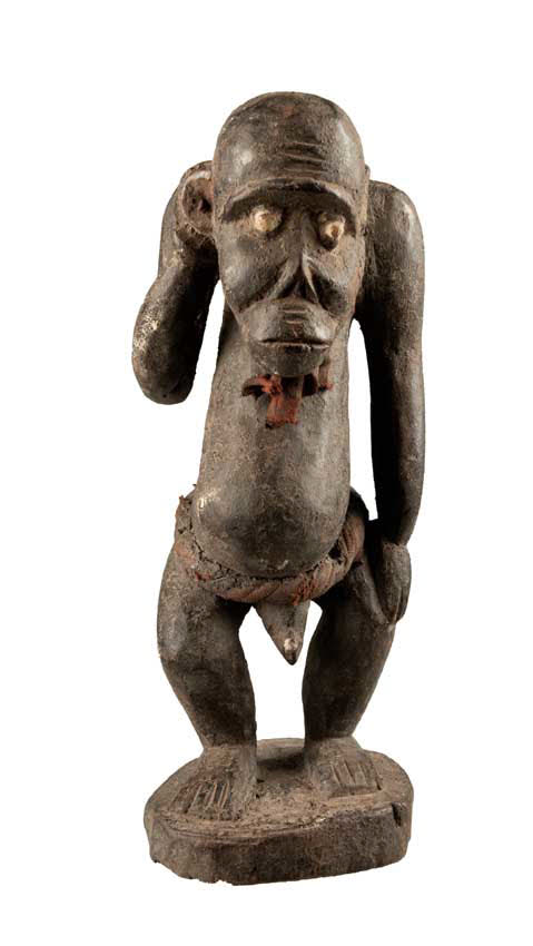 Statuette Bulu africaine en bois – Figure anthropomorphe à cavité ventrale